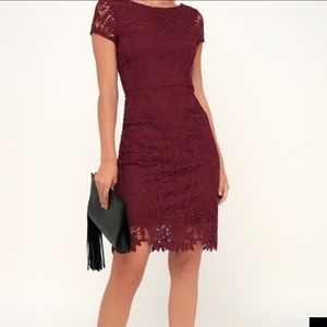 Lulu's Deep Red Lace Mini Dress